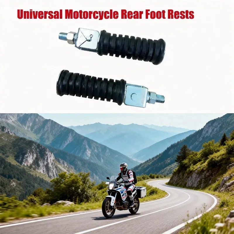 Rear Pillion Footpegs 10mm Universal Motorcycle Footrests for Passenger Racing Rider Pedal Rests Durable Aluminum Foot Pegs