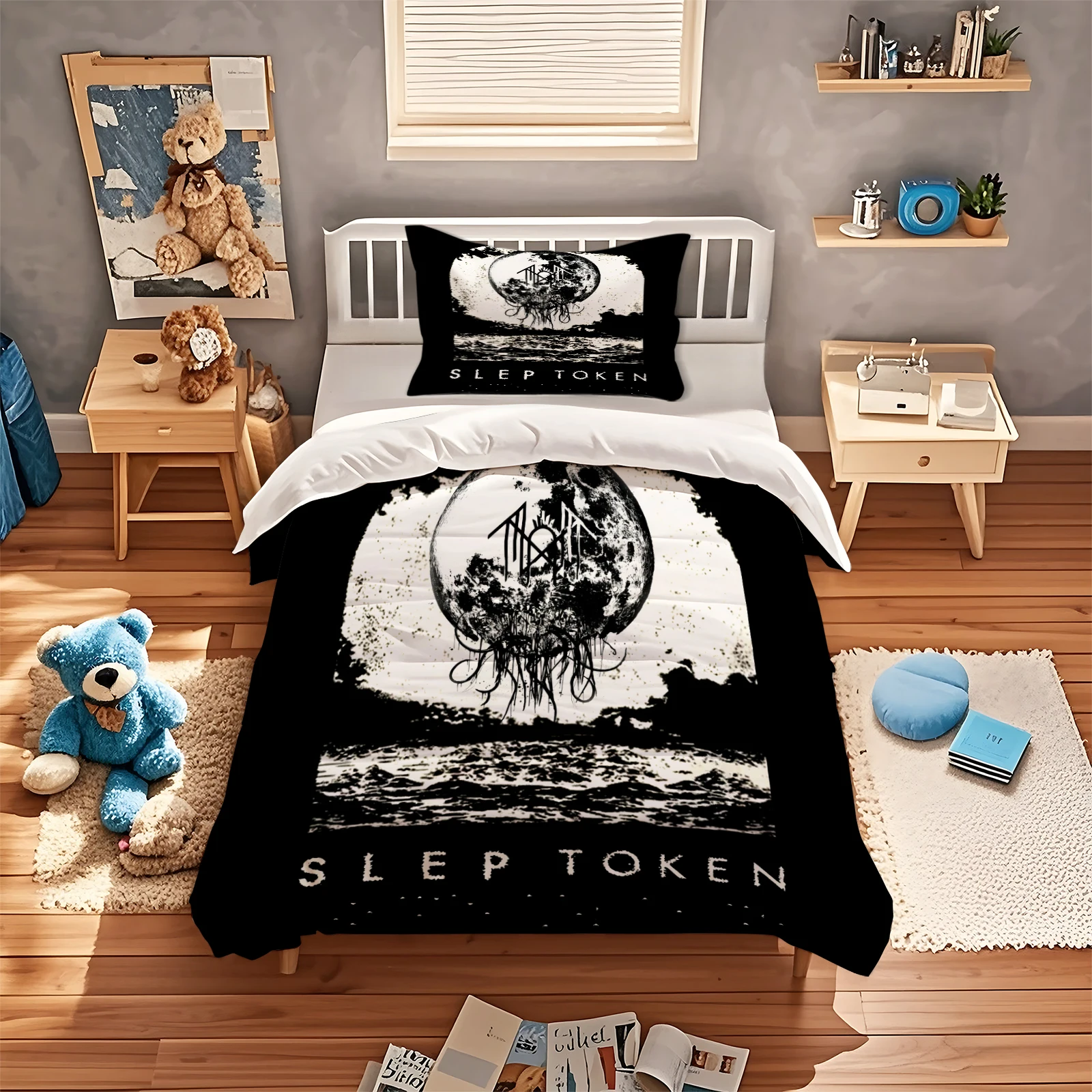 Sleep‑Token Rock Band Print Duvet Cover Set Moon Jellyfish Bedding Set Soft Polyester Quilt Cover Single Twin Queen King Size