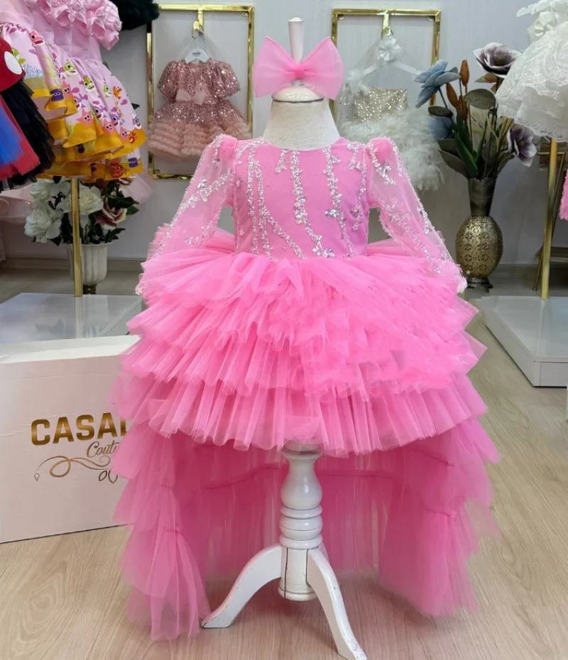 Vestido feminino de baile de lantejoulas, vestidos bonitos de princesa, vestido elegante para festa de aniversário, cerimônia de comunhão, tamanho 1-10t