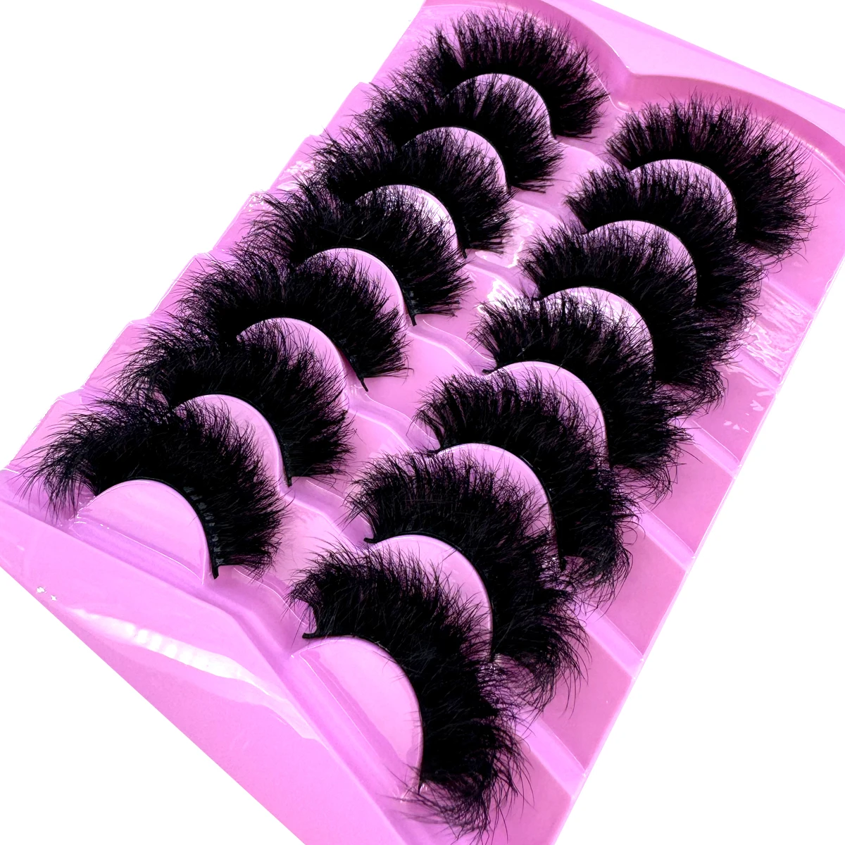7 Paar falsche Wimpern aus 3D-Faux-Nerz, natürliche unordentliche Wimpern, kreuz und quer, dramatisch, lange, dünne, flauschige Wimpern, Verlängerung, großes Augen-Make-up – Detail 4