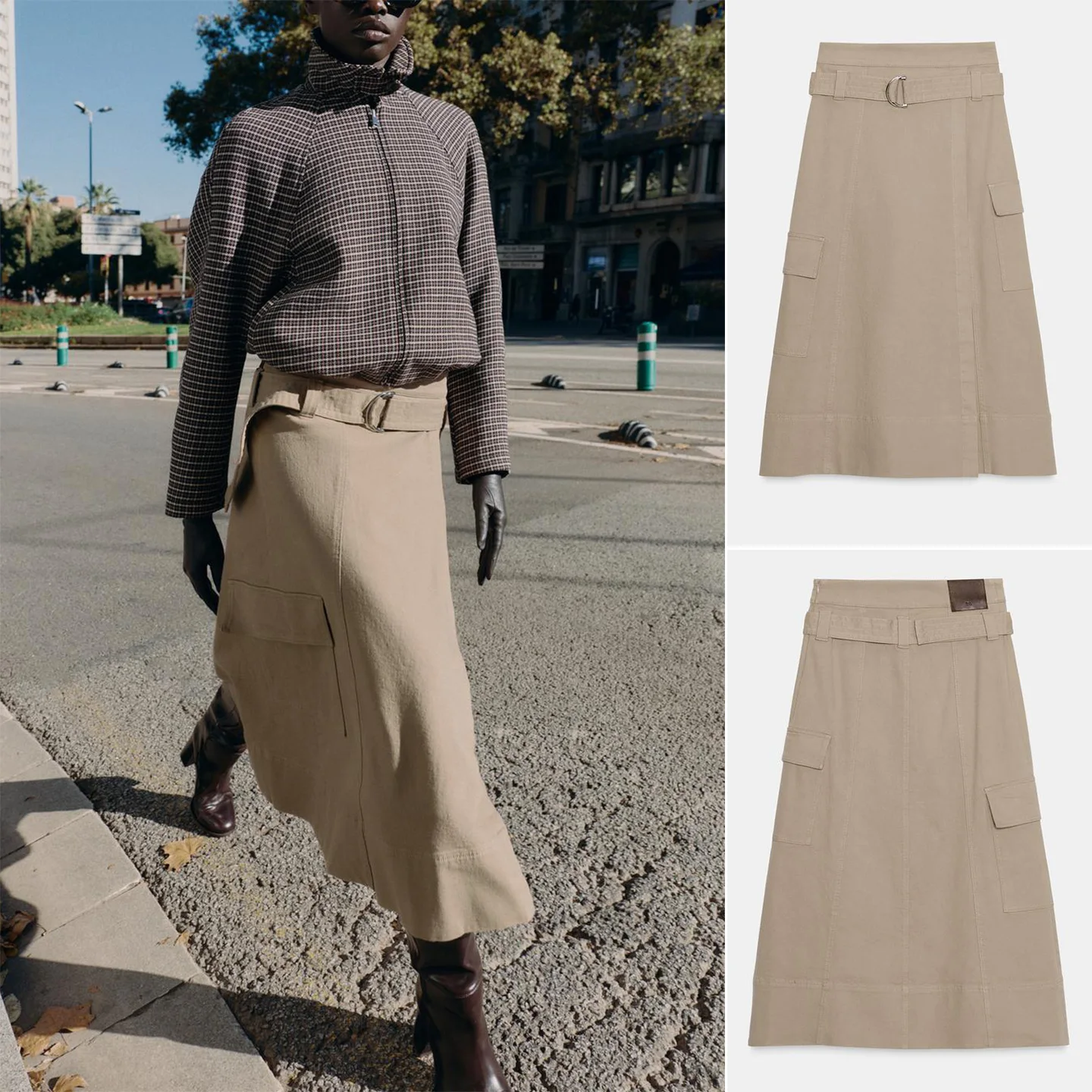 

Новая зимняя женская юбка-миди трапециевидной формы с высокой талией и поясом Utili Sle из полиэфирного волокна Ci, свободная юбка для поездок на работу