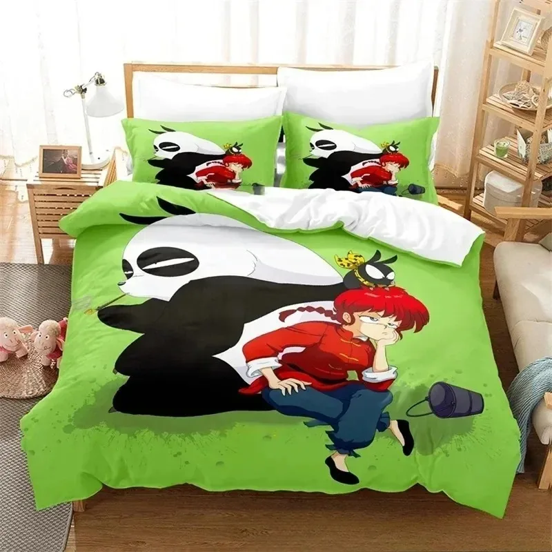 3D-комплект постельного белья с аниме-принтом R-Ranma, большой/королевский размер, для дома, декор для спальни, изысканный подарок для девочек