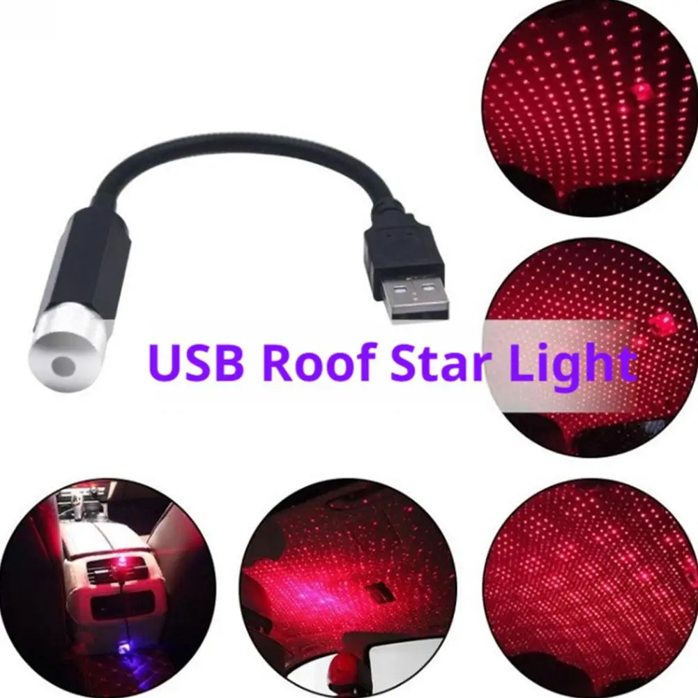 New USB Rechargeable Car Starry Sky Laser Projector Light Galaxy Roof Atmosphere Decoration Night Light Home Car Light