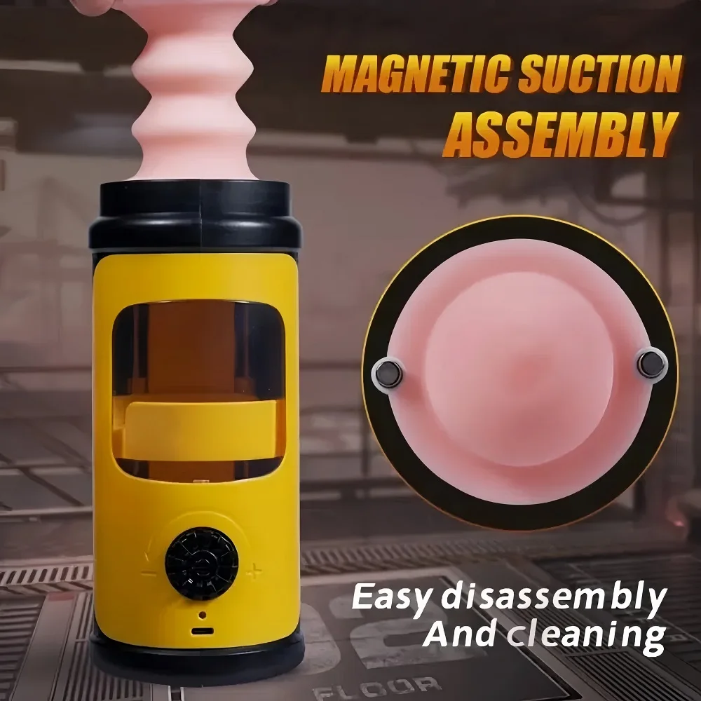 التدفئة التلقائية تلسكوبي شفط 3in1 جهاز استمناء مع واقعية المهبل عرض بصري الأصفر الذكور لعبة الجنس الكبار المورد