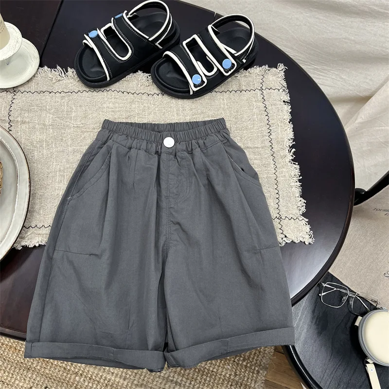 Boys Shorts 2026 Summer New Childrens Cargo Pants Wide-Leg Cropped Pants Fashionable Loose Thin Boys Summer Pants
