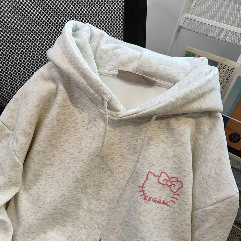 سانريو مرحبا كيتي امرأة قمصان سويت شيرت بقلنسوة Cuteore الكرتون طالب الخريف فضفاضة طويلة الأكمام بلايز امرأة ملابس خارجية جديد