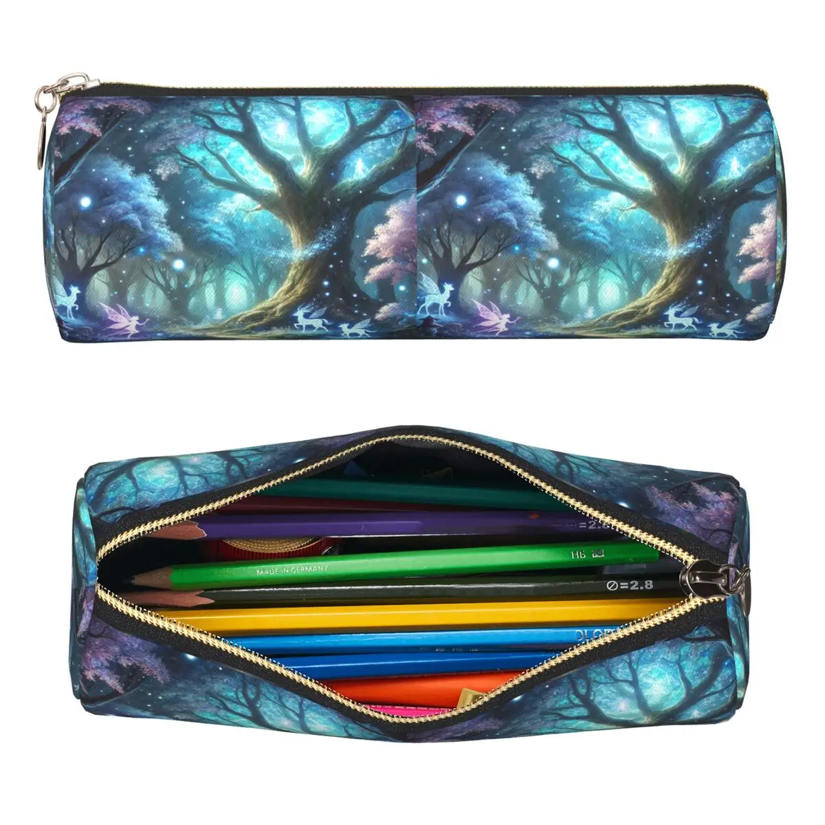 Glowing Enchanted Forest With Fairies And Magical Creatures Pencil Cases Pen Holder Cylinder Pen Box Pencil Bag for Kids School