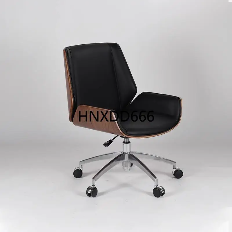 

Italian minimalist desk and chair high-end walnut texture computer office chair