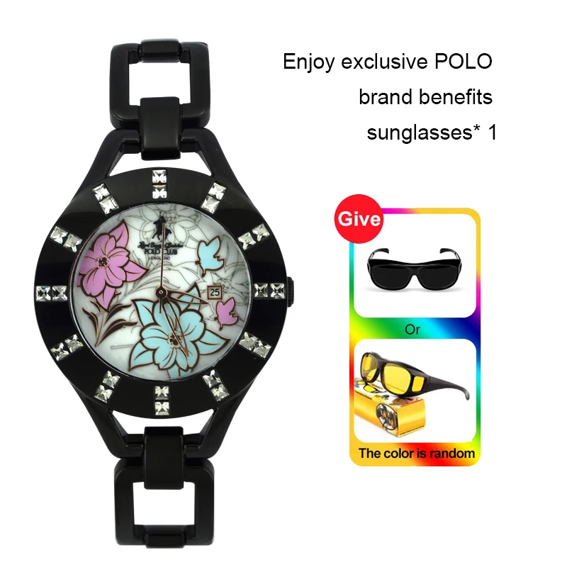 

POLO Club genuine fashion trend watches waterproof women watch bracelet with diamonds steel chain exquisite reloj mujer PL163