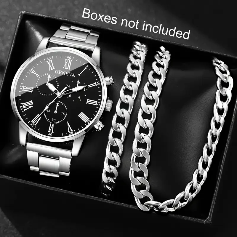 3pc new men's alloy watch straps, with a beautiful surface, are the best choice for holiday gifts