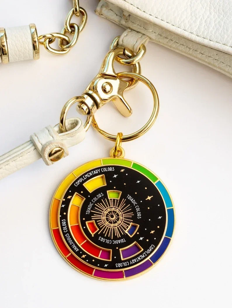 Wheel Keychain (Black/ White) Theory, Artist Gift, Keychains for Backpack, Hats, Pins  Boards, Rainbow Gifts