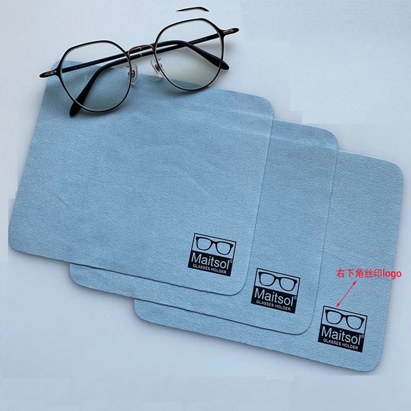 500pcs Custom logo 10x10CM Sunglasses PC Glasses Suede Clean Cloth Jewelry Mirrors Lint Car Wipes Eyeglasses Camera Lens Cell