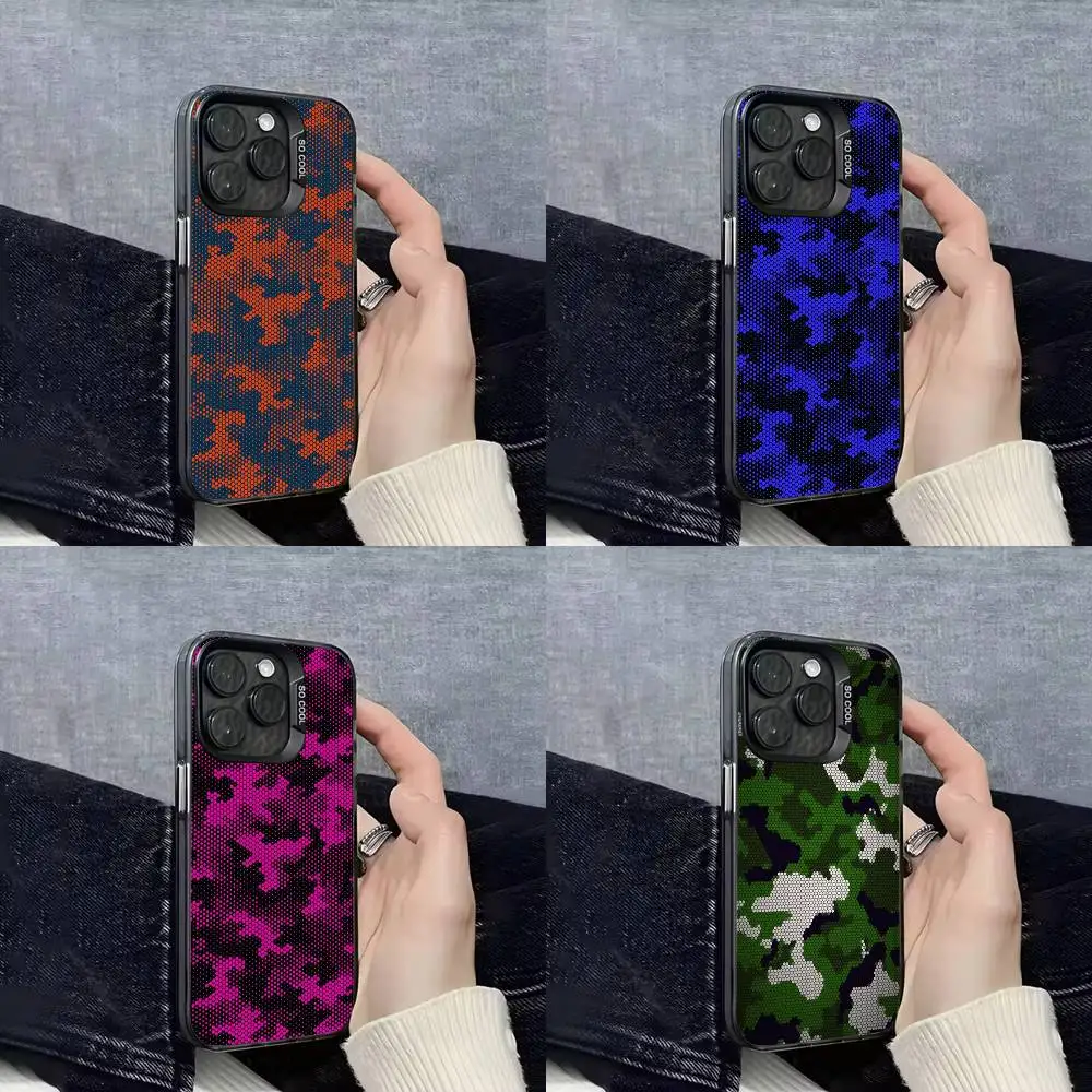 

Camouflage Pattern Phone Case For iPhone 16,15,14,13,12,11,Mini,Pro,E,SE4,XS,MAX Black Candy Matte Cover