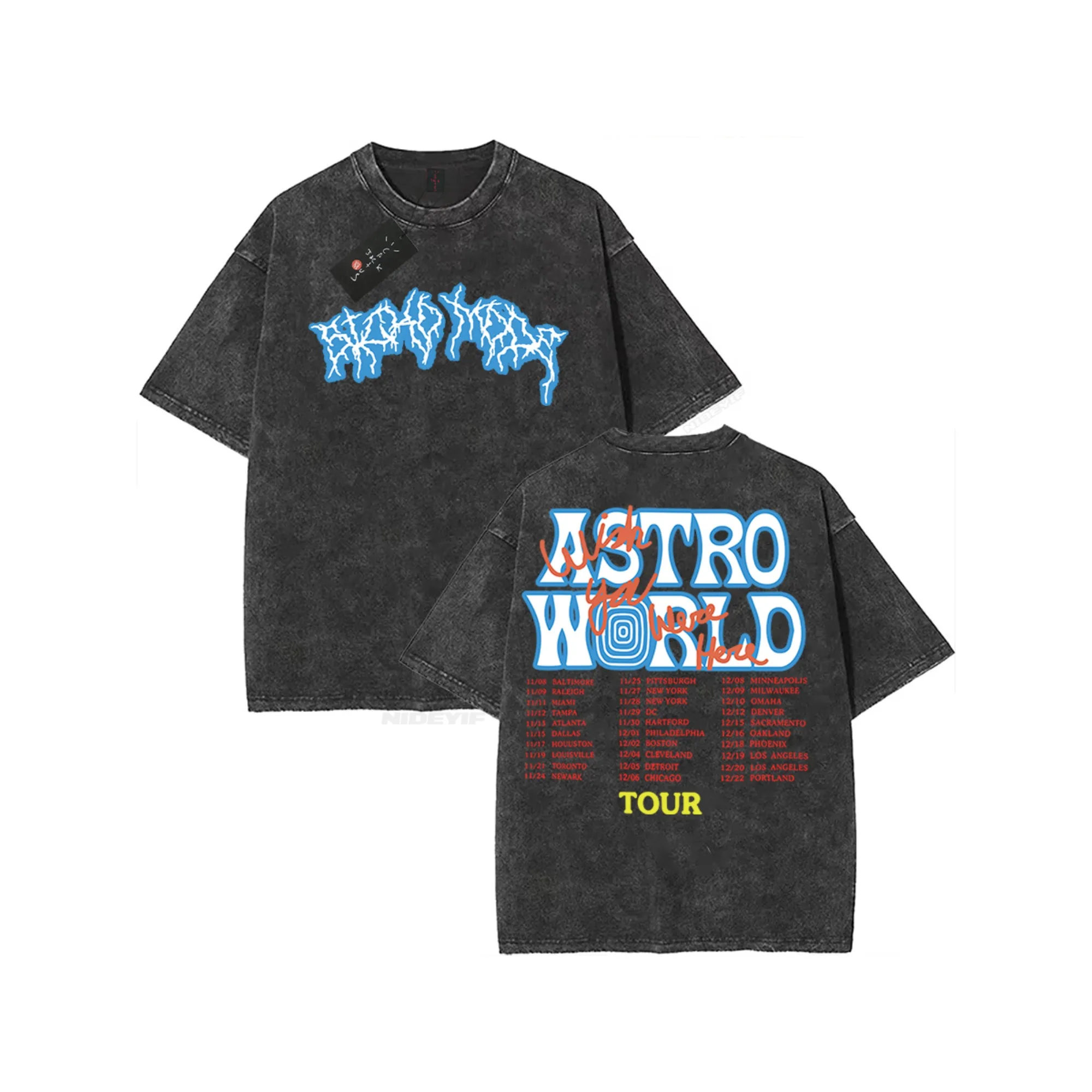 100% Cotton Oversized T Shirt for Men Women HipHop Washed T Shirts Cactus Jack Short Sleeve Gift Tops Look Mom I Can Fly  Top