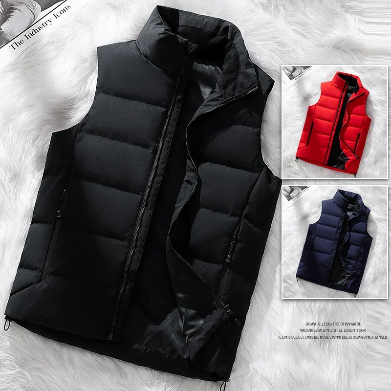 

Oversize Padded Waistcoats Winter Stand Collar Sleeveless Fashion Vest Thicken Outdoor Causal Coat Big Size Men Duck Down Jacket