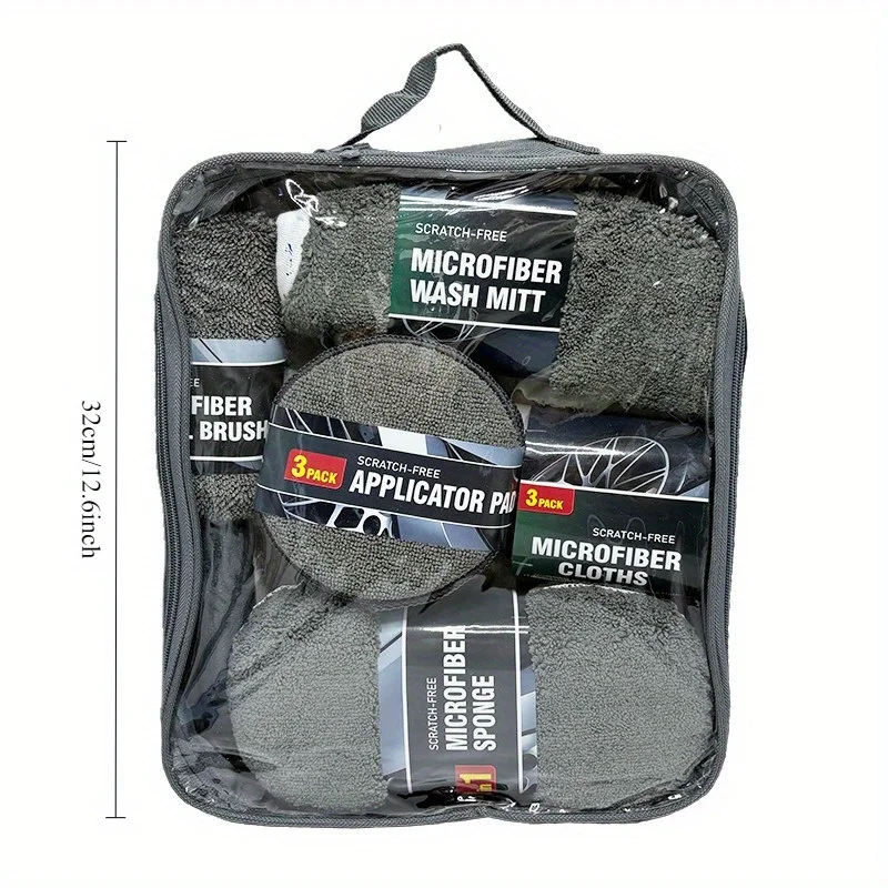 11pcs Car Cleaning Kit That Includes a Tire Brush, Microfiber Cleaning Gloves, Making It an Excellent Choice for Car Cleaning.