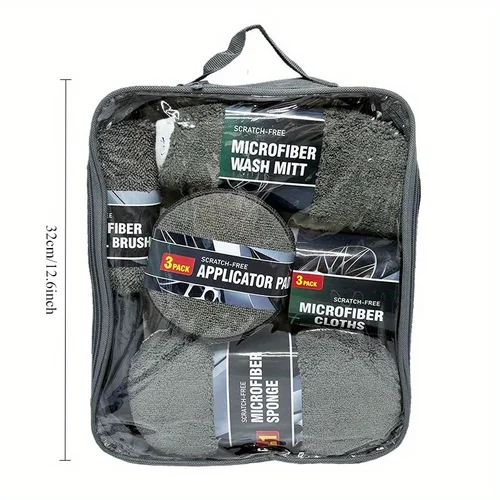 Imagen 2 del producto Kit de limpieza de automóviles de 11 piezas que incluye un cepillo para neumáticos, guantes de limpieza de microfibra, hace un excelente opción para limpieza de automóviles.