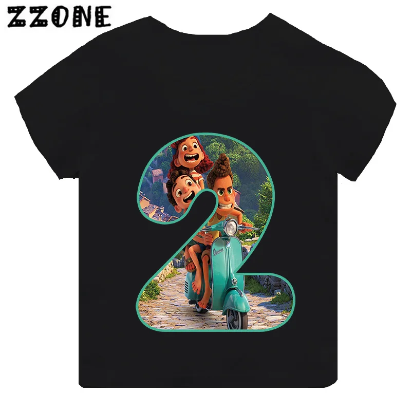 Luca Alberto Giulia Number Bow Print Cute Girls Clothes 1 2 3 4 5 6 7 8 9 Years Birthday Kids T shirt Baby Boys Children T-Shirt