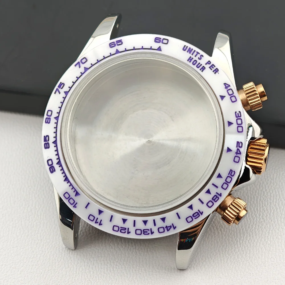 39,3 mm VK63 Silber/Gold Herrenuhren Stahlgehäuse FIT VK63 Uhrwerkgehäuse Uhrenzubehör Uhrenteile Passend für 20 mm Armband Uhrenbox