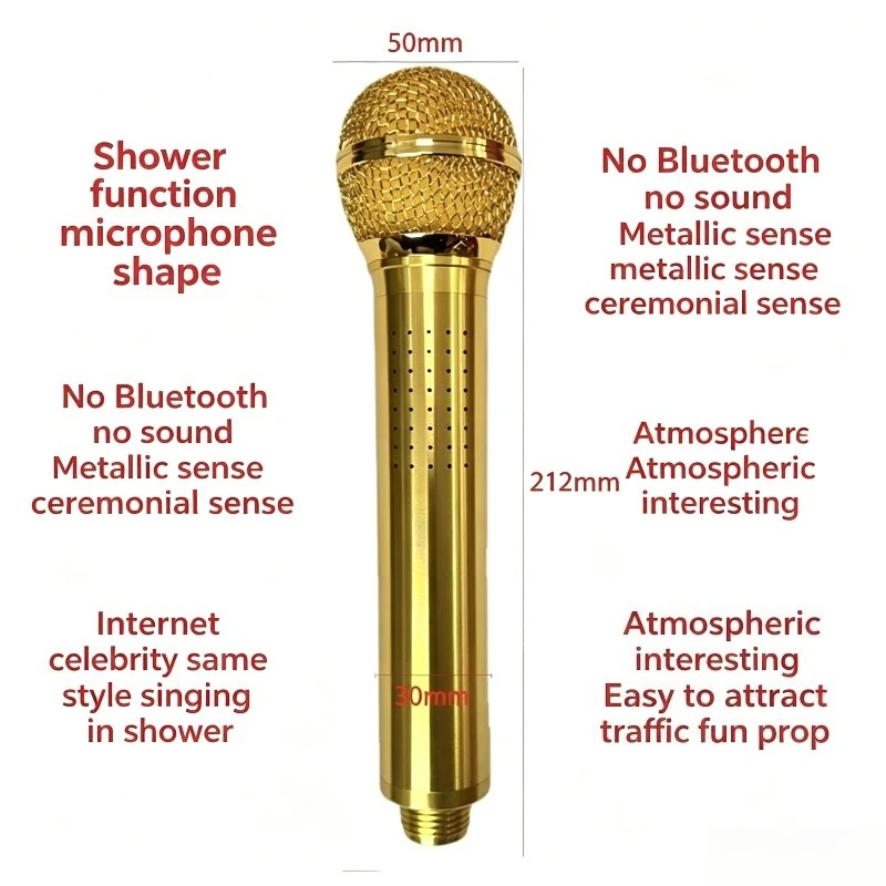 

Popular creative home space aluminum shower head mic-shaped shower, same style as Wang Leehom, available in black, gold and pink