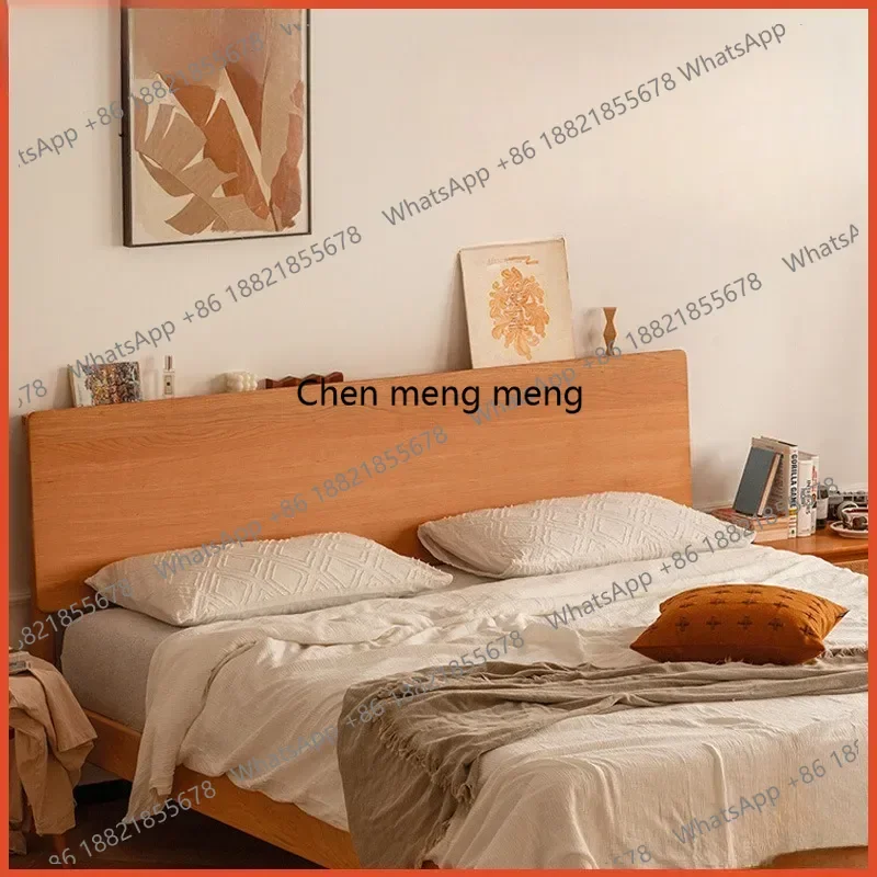 

Nordic solid wood bed Japanese cherry wood simple Japanese 1.5 meters small apartment log single bed 1.8 meters double bed