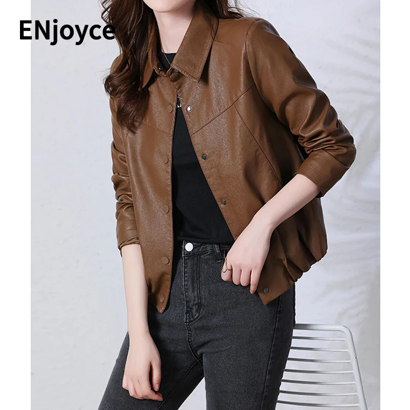 

Women Winter Thick Inner Fleece Coats Casual Pocket Short Single Breasted Biker Faux Leather Fur Stitching Jacket Female