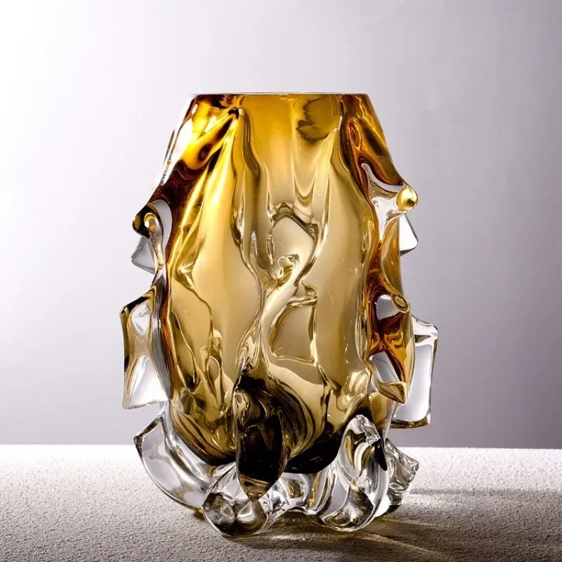 Light luxury creative crystal glass, vase living room, entrance water-raised flowers advanced sense