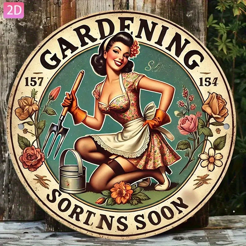 Letrero de aluminio plano 2D para decoración de pared Retro "jardín", 1 unidad, para patio, jardín, cocina, Bar, habitación, exterior, garaje, Club, cafetería, Res