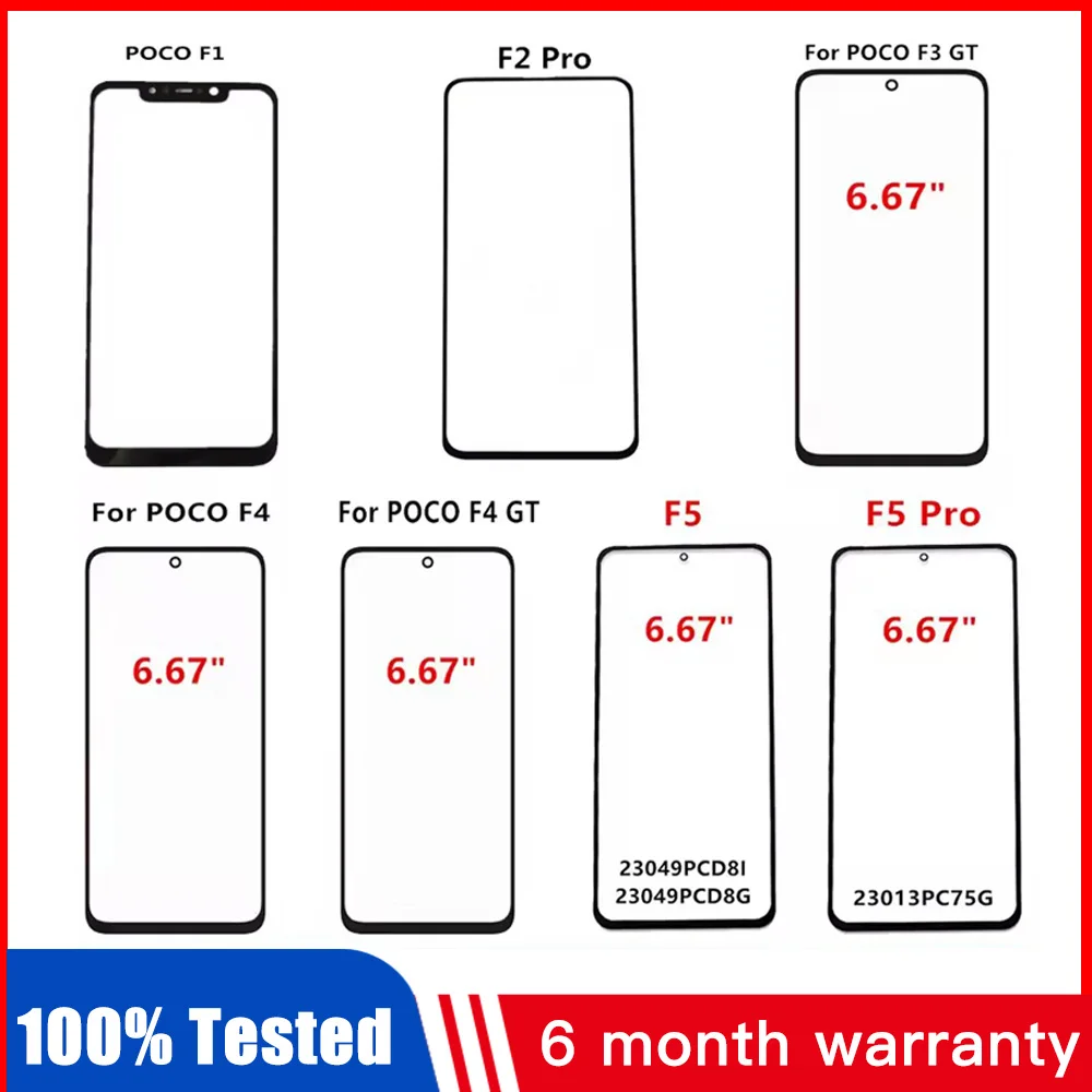 High quality OCA Glass For Xiaomi Poco F2 F3 F4 F5 Pro F3GT F4GT Touch Screen Front Panel Repair LCD Display Replace Parts