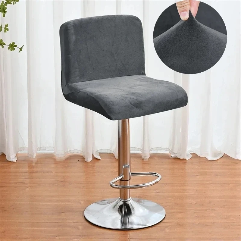 

Super Soft Bar Chair Covers Velvet Fabric Short Back Stool Seat Slipcovers Stretch Elastic Hotel Banquet Dining Small Chair Case