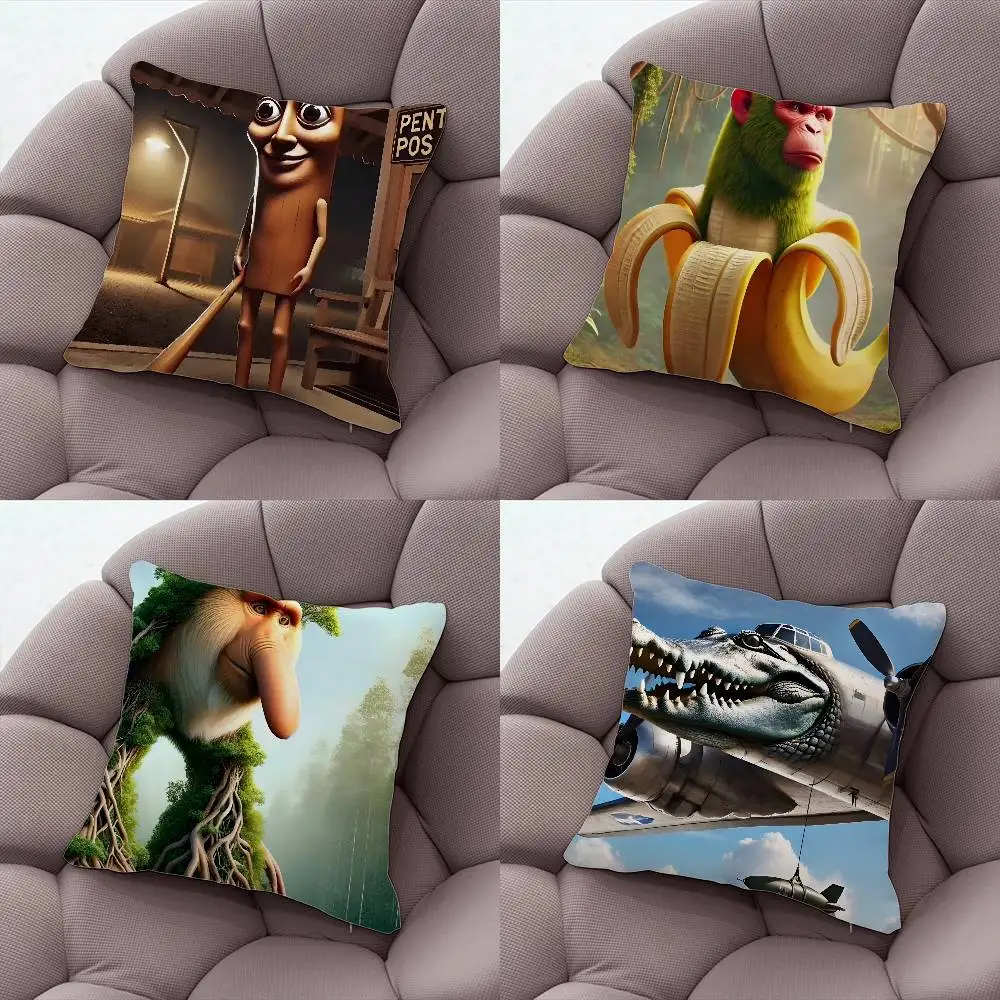 

Italian Brainrot Meme Pillow Case Pillow Case Living Room Sofa Cushion Cover Suitable For Home Bedroom Room Decoration
