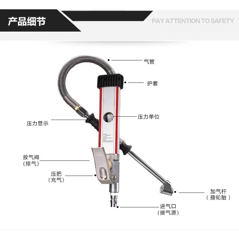 Handheld Tire Pressure Gauge Inflator Gun Digital Display Air Meter For Car Tyre Inflation Vehicle Maintenance Tool