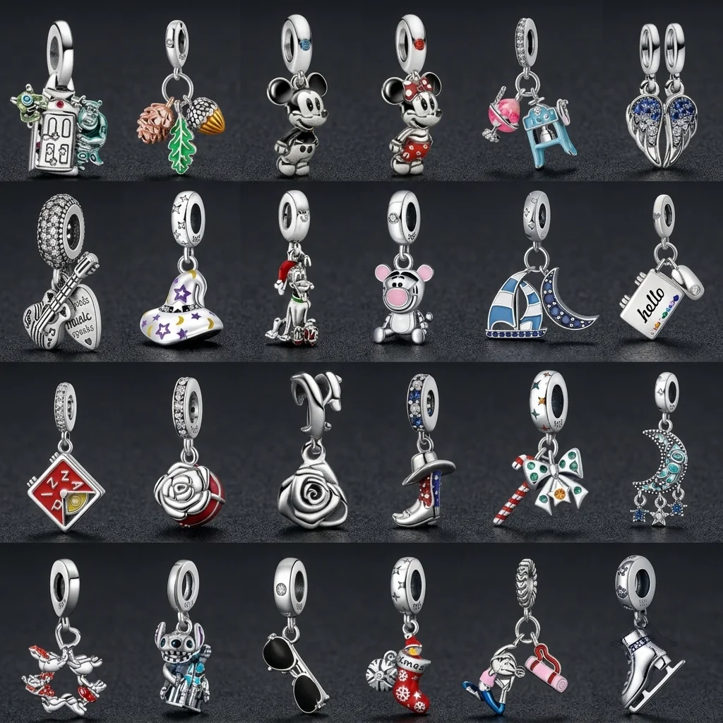 Charm Cartoon Enamel Dangle  Pendant Fit European Snake Chain Bracelet Necklace DIY Fine Jewelry Making Gift For Women Girls