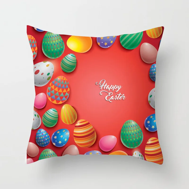 Happy Easter Decorations for Home Bunny Easter Eggs Polyester Pillowcase 45*45Cm Party Decorations Easter Rabbit Decor Gift