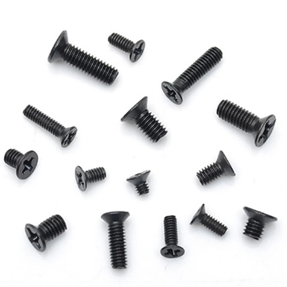 720pcs Carbon Steel Cross Self-tapping Screws Km Machine Thread Flat Tail Screw Computer Notebook Screws M1.4 M1.7 M2 M2.5 M3