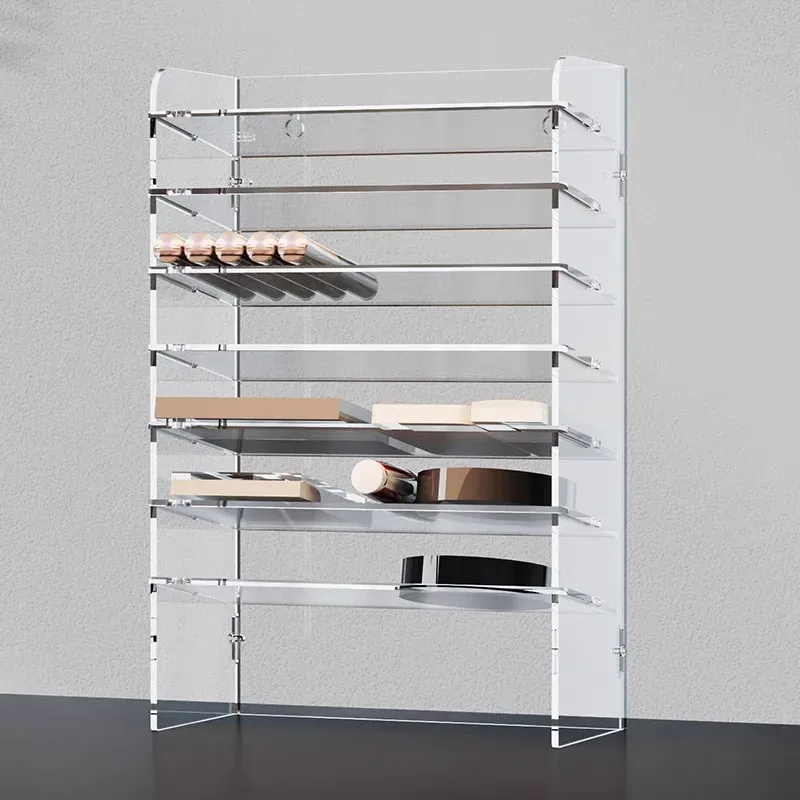 

4/7-ярусная прозрачная акриловая стойка для хранения губной помады, стеллаж для косметики, подставка для украшения лака для ногтей, настольный органайзер