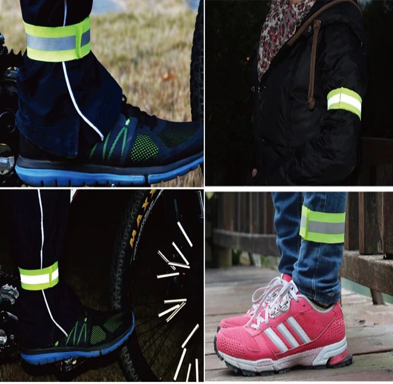 Outdoor Sports Reflective Wristband Traffic Safety Light Up Arm Strap Ankle Band Glow In The Dark Bracelet for Cycling