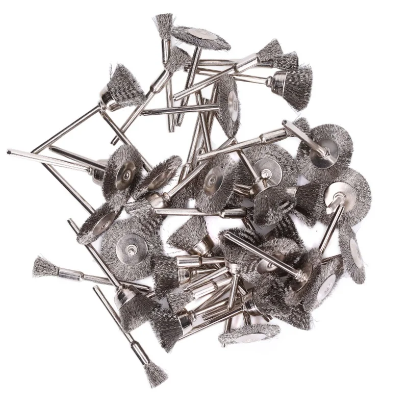 

60Pcs/Set Wire Wheels Pen Brushes Stainless Steel Wires Brush Set For Dust 3mm Shank 3 Shapes