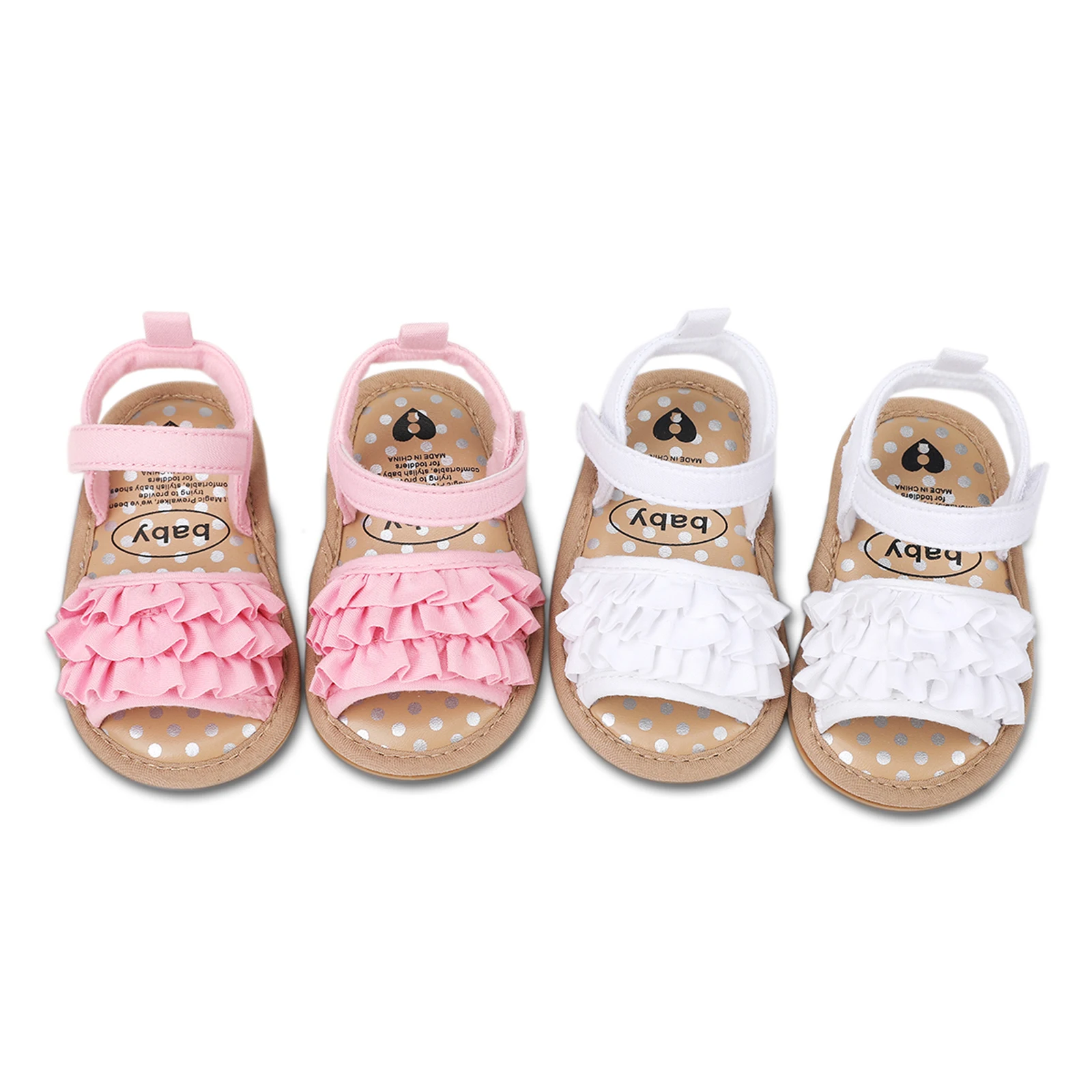 

0-18M Toddler Baby Girls Summer Sandals Non-Slip Ruffle Flat Shoes Open Toe Infant Newborn First Walker Shoes 2023 Babe Shoes