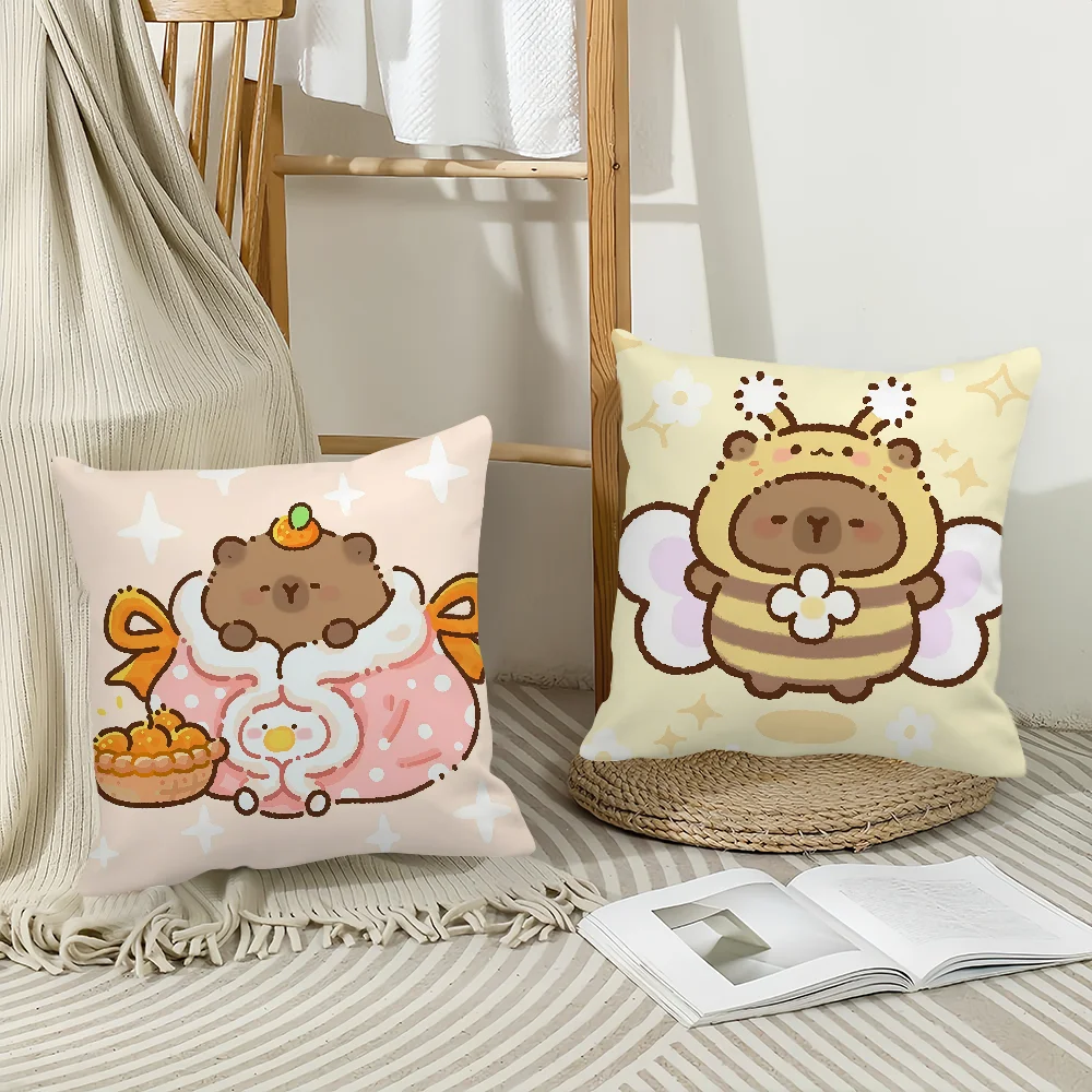 Cartoon Cute Capybara Pillow Case Square Bedroom Headboard Sofa Living Room Backrest Cushion Nap Pillow 5
