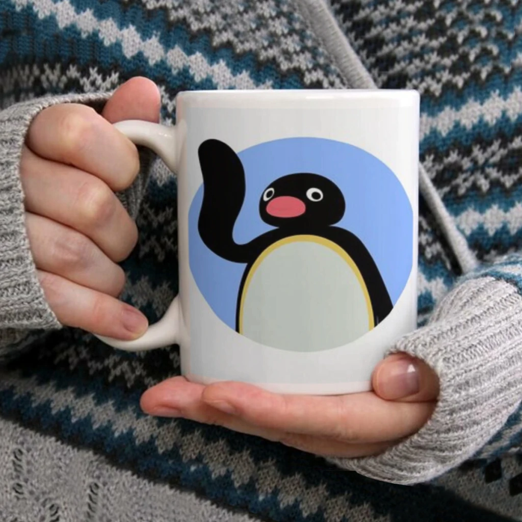 Cartoon P-Pingu 11oz Afternoon Tea Mug Multifunctional Ceramic Coffee Mug Porcelain Coffee Cup Drinking Cup