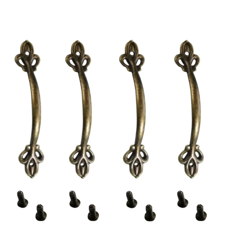4 Stück Schrankgriffe aus Zinklegierung mit Blumenmuster, doppelseitige Schubladengriffe im Retro-Stil