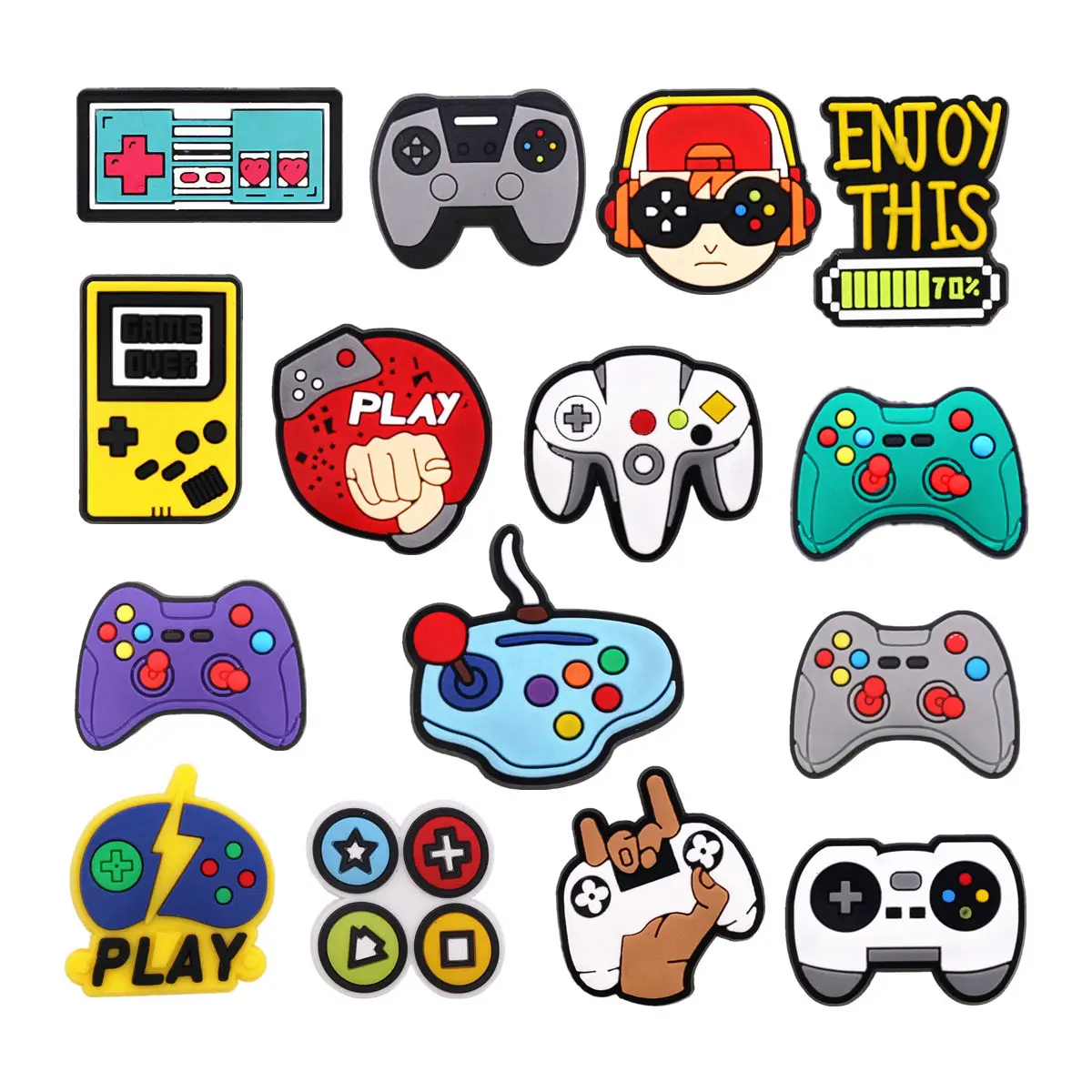 1 Pcs Video Game Series Shoe Charms Decorations Funny GamePad Joystick Shapes PVC Shoes Accessories Games Console Clog Pin Clips