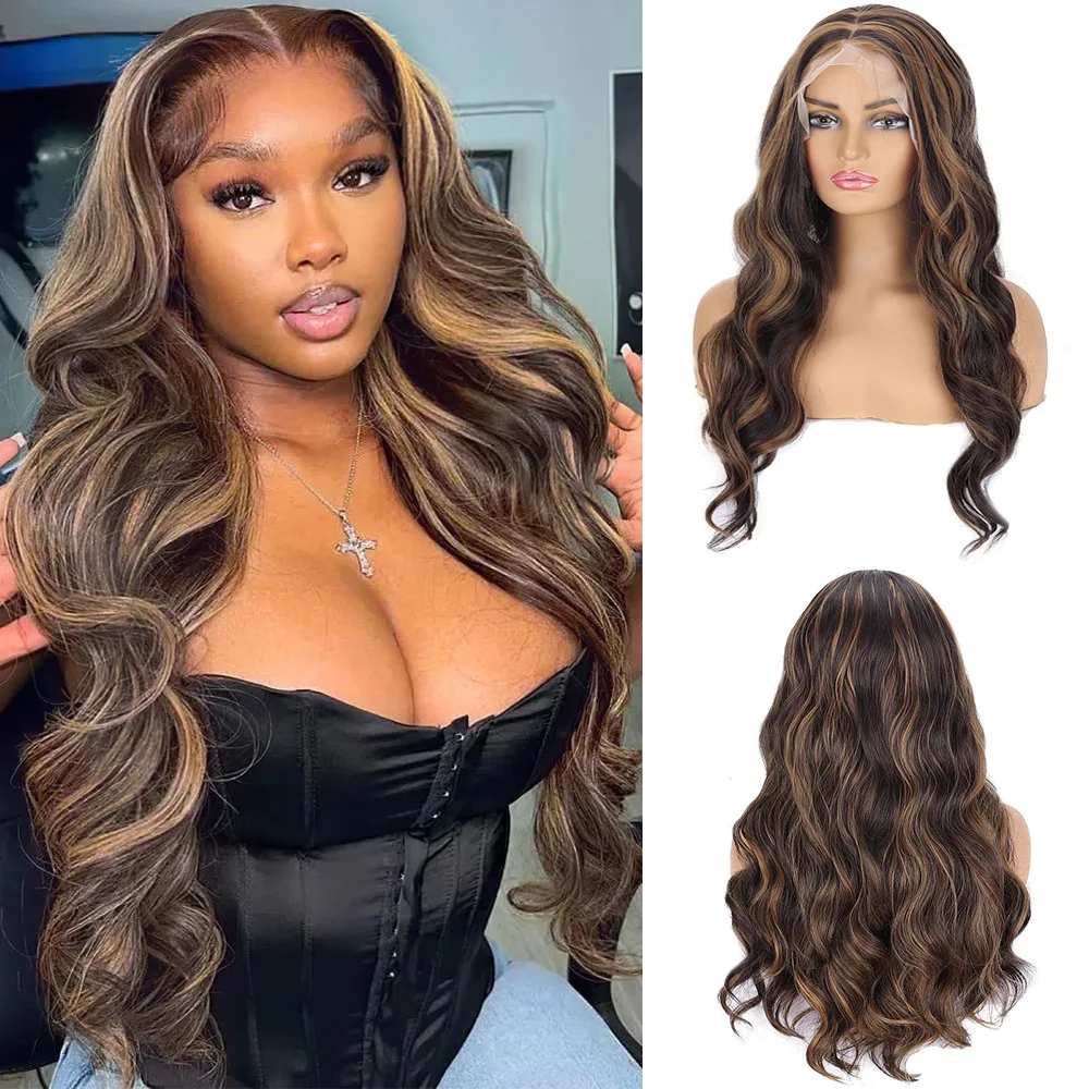 

Front Lace Wig, Piano Color Women's Long Curly HairChemical Fiber Hood