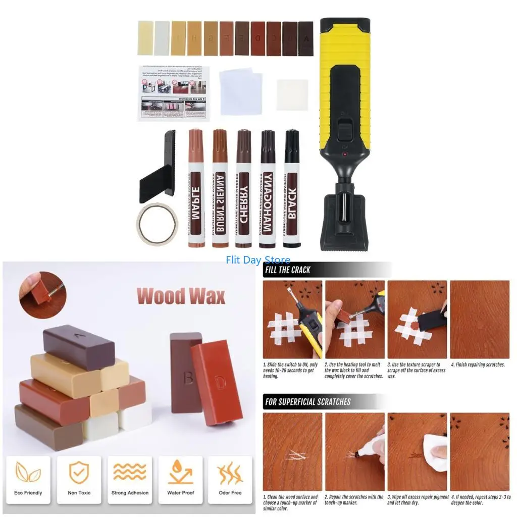 F92C Sturdy Hardwood Floor Repair Set With 11 Wax Color Restores Scratches Repair