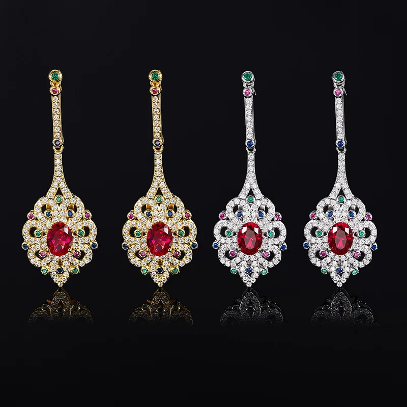 

2026 New Vintage Red Crystal Tassel Macrame Earrings Gold Women's Jewelry Handmade Accessories Gemstone Ornaments Holiday Gifts