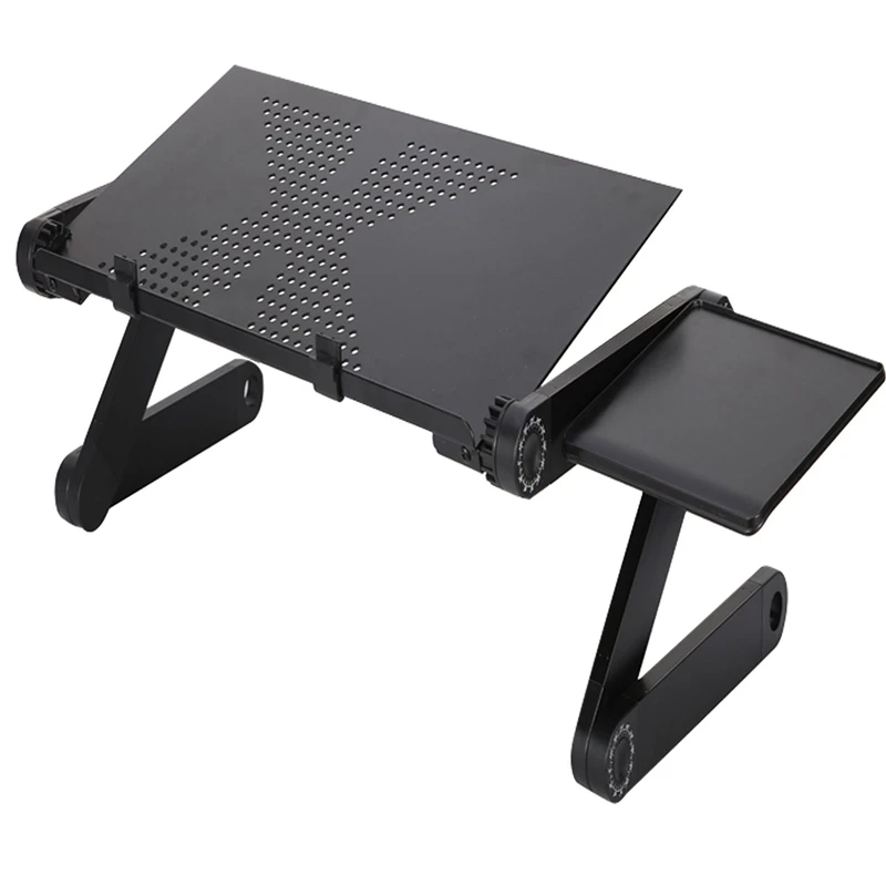 Aluminum Laptop Folding Table Computer Desk Stand Lazy Stand 360 Degree Rotating Multifunctional Portable Table-Black