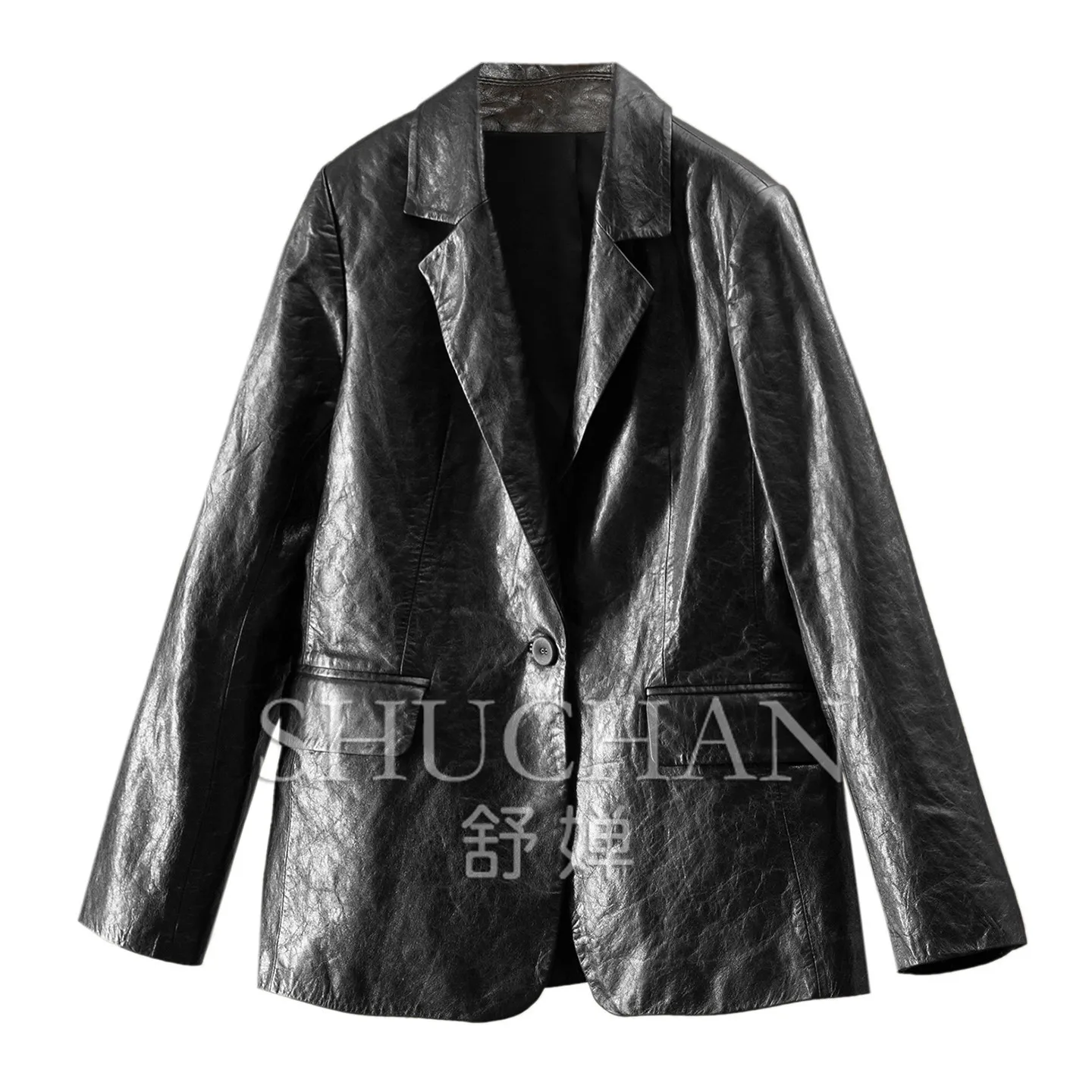 Italian D Li W + 8 Mouth Oil Wax Sheepskin Suit Leather Jacket Women 69J5 Abrigos Mujer Invierno 2026