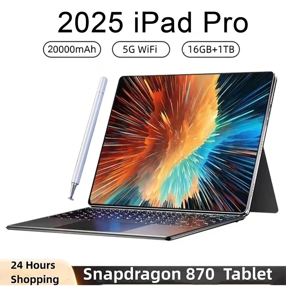 2025 الأصلي 12 بوصة الوسادة الهواء برو الكمبيوتر اللوحي 20000mAh Snapdragon 870 أندرويد 13 16GB RAM 1 تيرا بايت ROM 5G ثنائي الشريحة GPS 5K 4G WIFI اللوحي