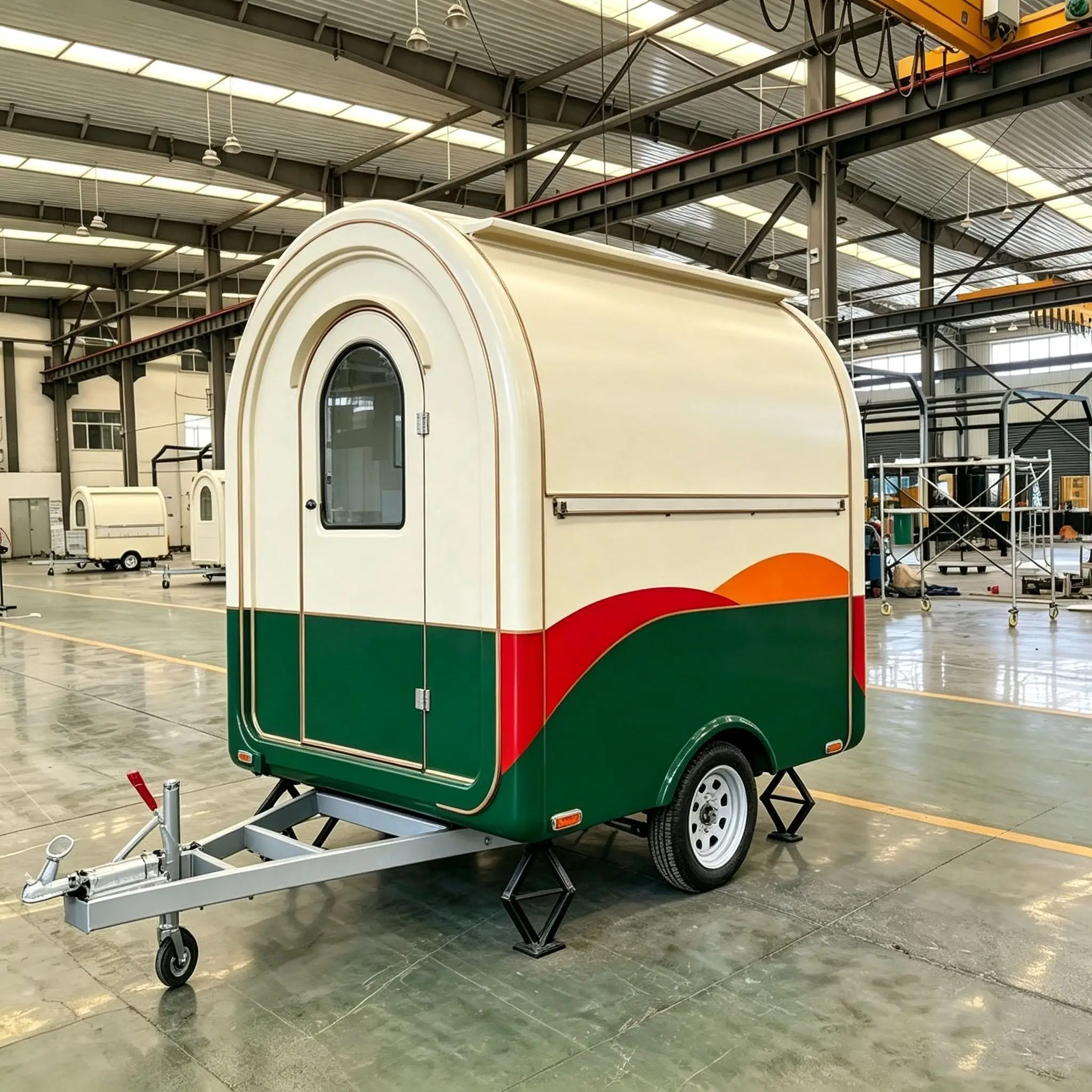 Compact Mobile Food Trailer with Full Kitchen Setup, Small Enclosed Food Cart for Coffee Dessert Snacks and Beverage Service